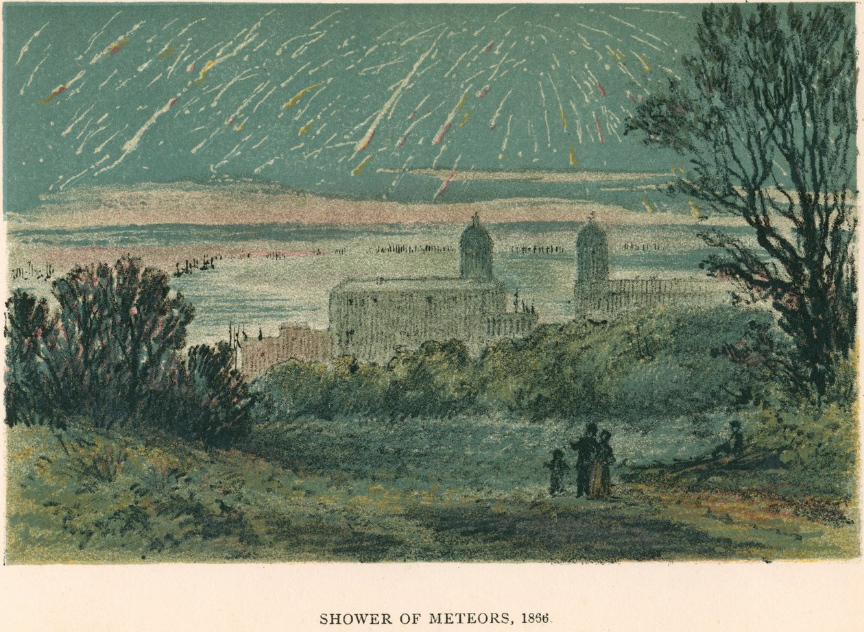 Regn av meteorer Leonider observert over Greenwich, London, 1866 1884 av Unbekannt
