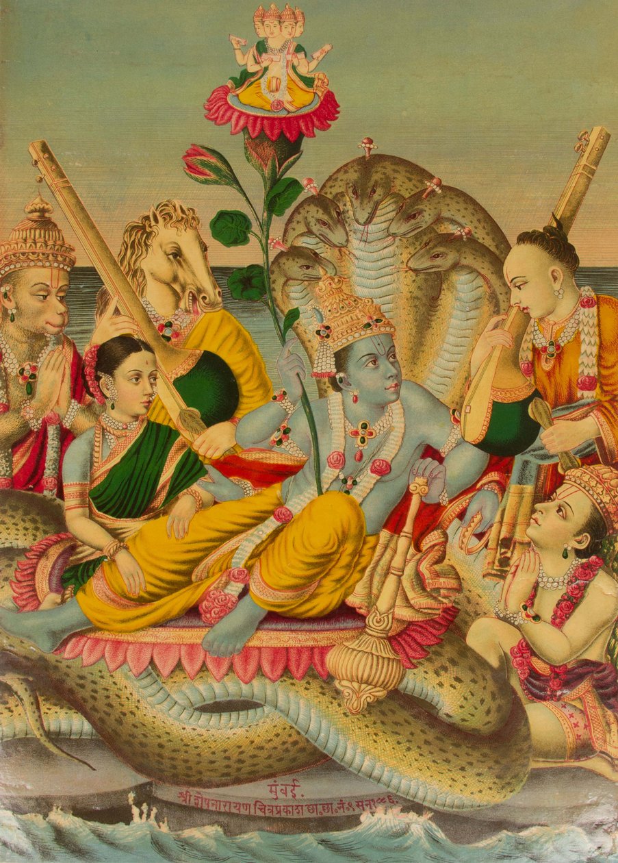 Shri Sesha Narayan, Vishnu Narayan på Shesha, 1886. av Unbekannt