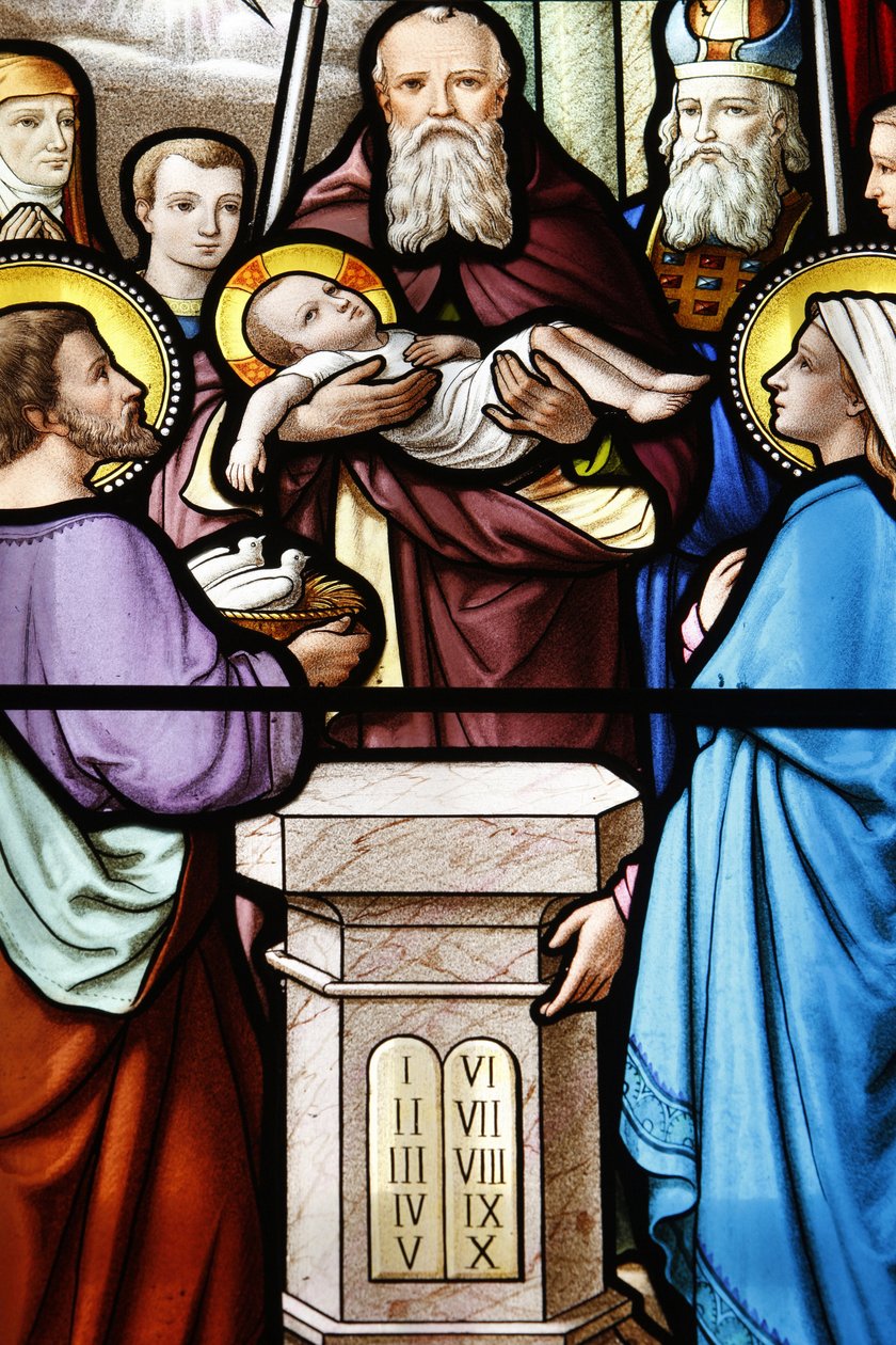 Helligdommen til Vår Frue av la Salette Glassmaleri Presentasjon av Jesus ved tempelet, La Salette, Frankrike av Unbekannt