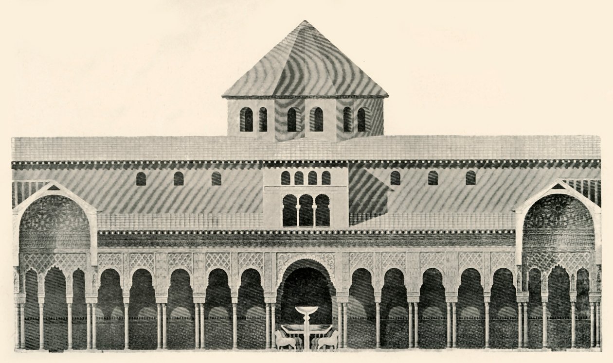 Sideforhøyning av løvenes og fontenens domstol, 1800-tallet, 1907. av Unbekannt