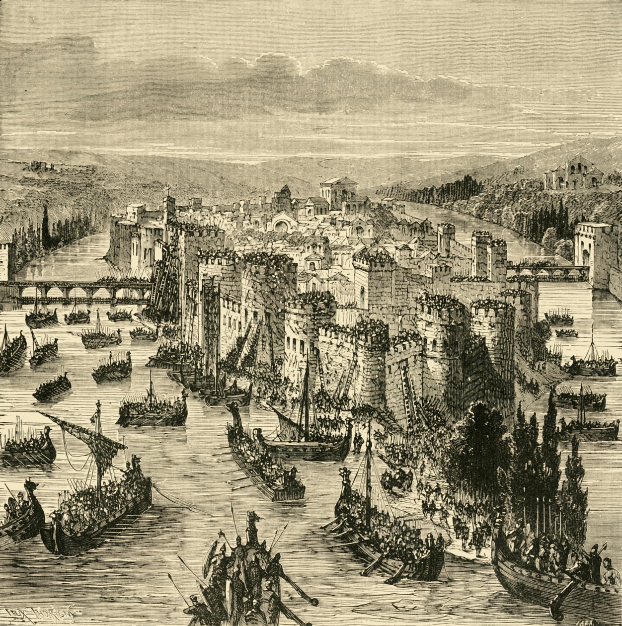 Beleiring av Paris av nordboerne, 845, 1890. av Unbekannt