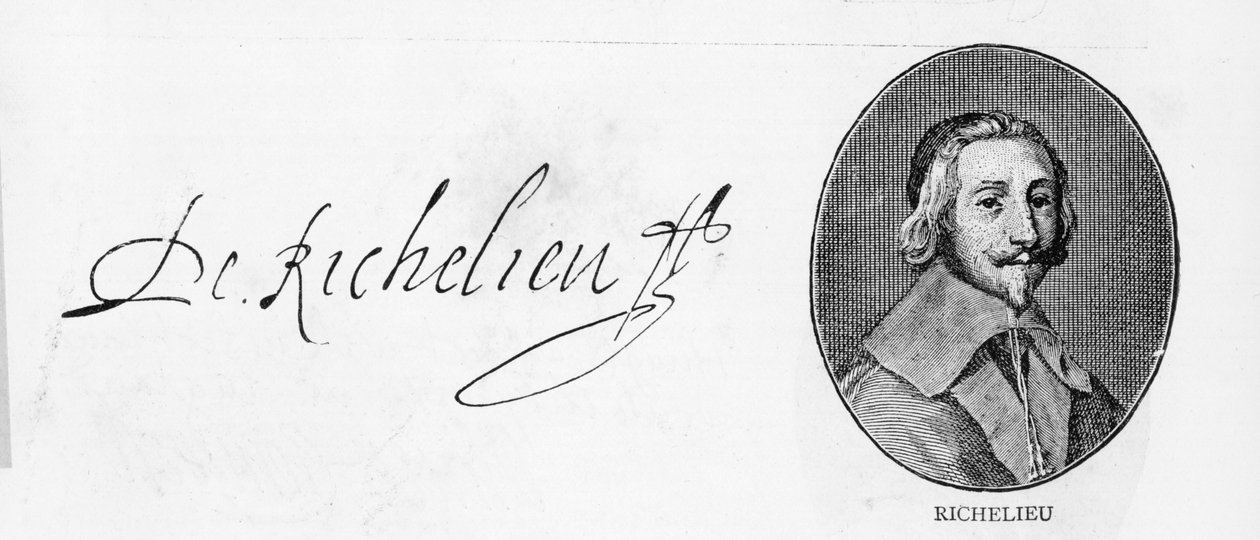 Signatur av kardinal Richelieu (penn og blekk på papir) av Unbekannt