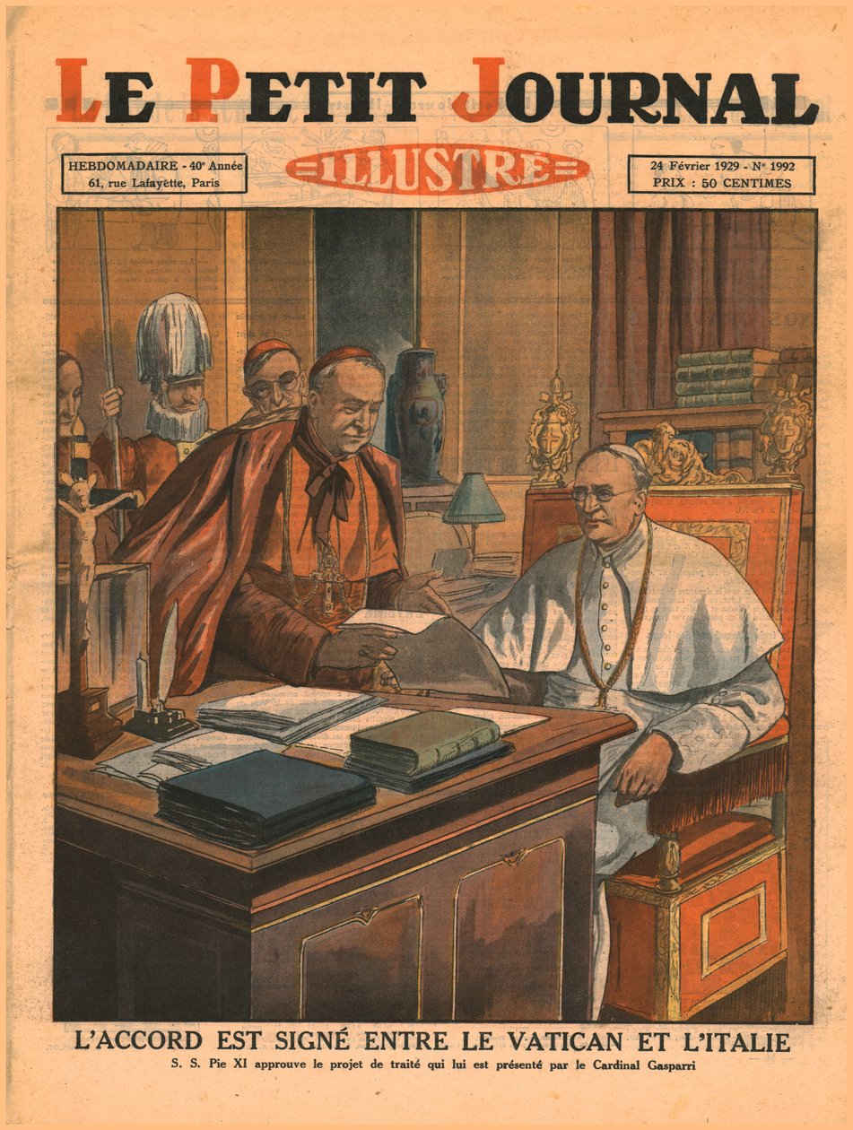 Signering av avtalen mellom Vatikanet og Italia, 1929. av Unbekannt
