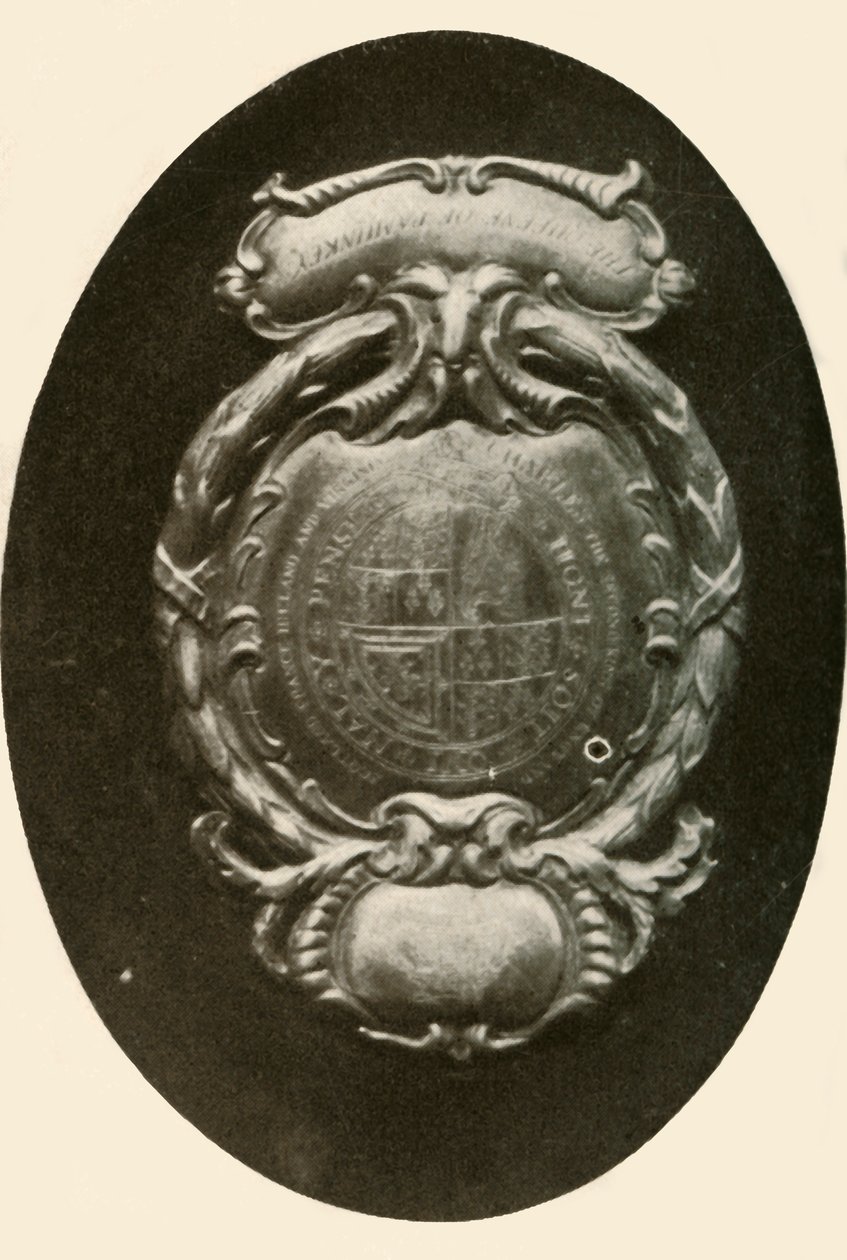 Forside av sølv, med engelsk våpenskjold, 1677, 1937. av Unbekannt
