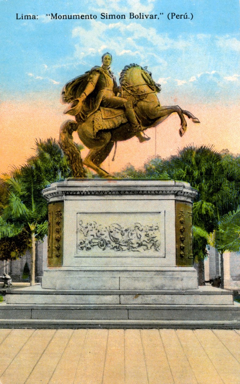 Simon Bolivar-monumentet, Lima, Peru, tidlig på 1900-tallet av Unbekannt