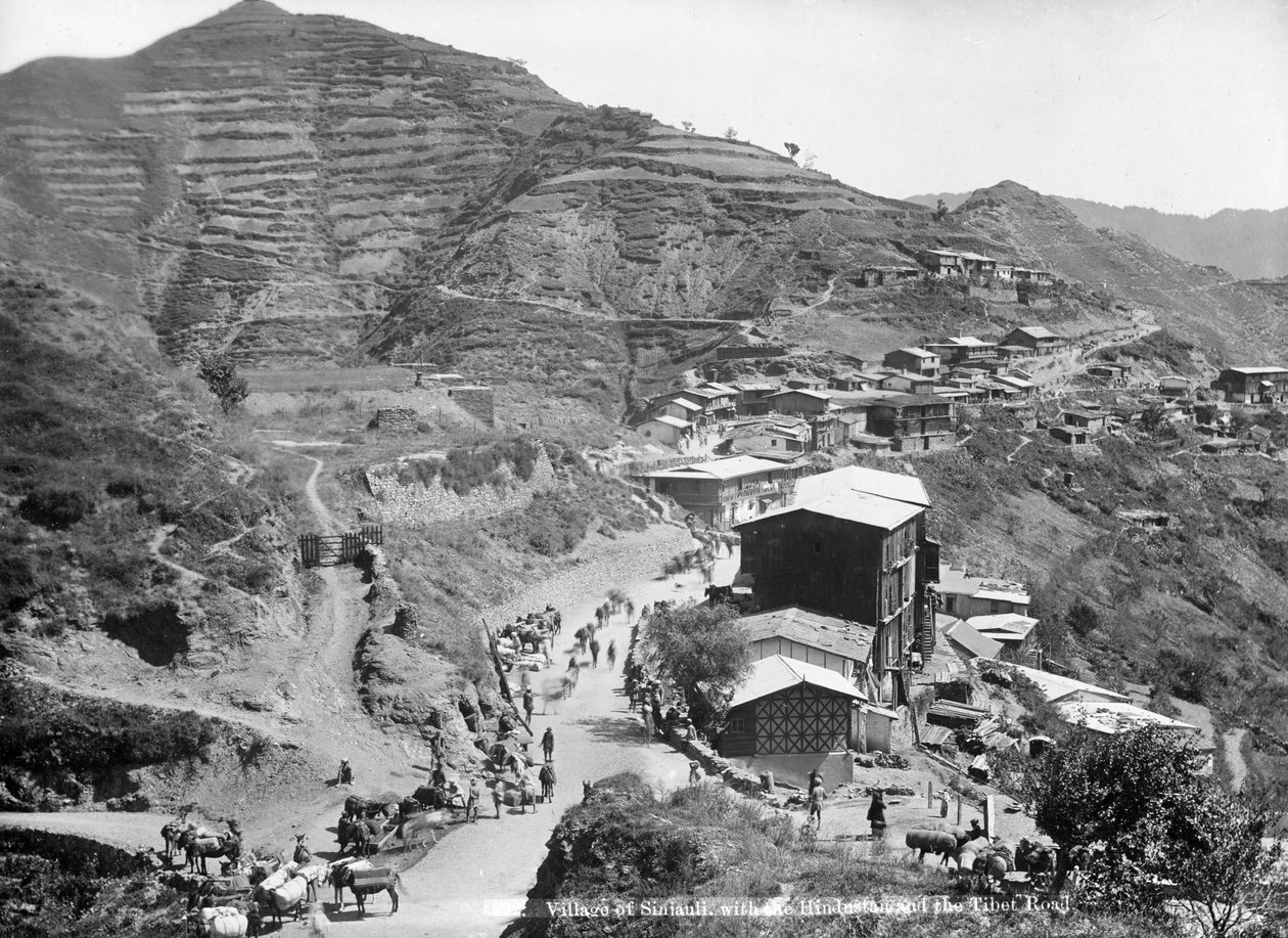 Sinauli-landsbyen, med Hindustan og Tibet-veiene, Simla, India, tidlig på 1900-tallet av Unbekannt