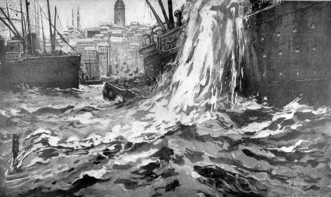 Forlis av handelsskipet Stamboul, Istanbul havn. 25. mai 1915 av Unbekannt