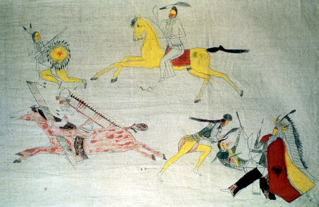 Sioux-krigere i kamp, c1890 av Unbekannt