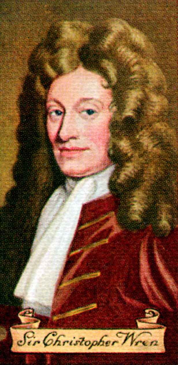 Sir Christopher Wren, hentet fra en serie sigarettkort, 1935 av Unbekannt