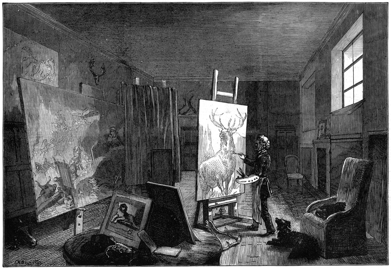 Sir Edwin Landseers 1802-1973 studio, Brighton, East Sussex, 1874 av Unbekannt