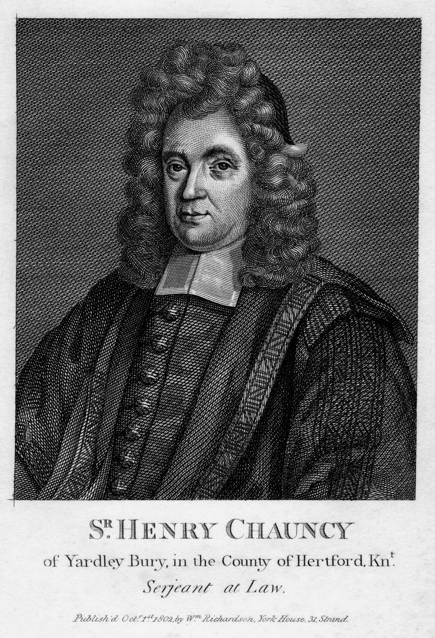 Sir Henry Chauncy , engelsk advokat, pedagog og antikvar, 1802 av Unbekannt