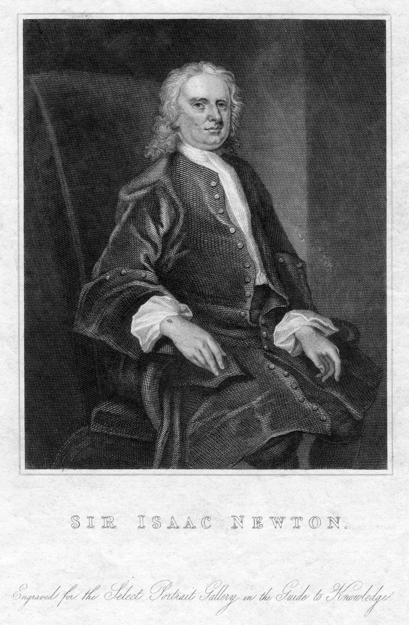 Sir Isaac Newton , engelsk matematiker, astronom og fysiker, 1800-tallet av Unbekannt