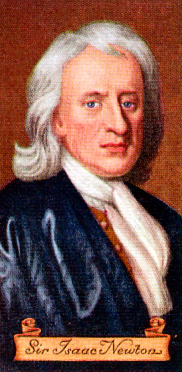 Sir Isaac Newton, hentet fra en serie sigarettkort, 1935 av Unbekannt