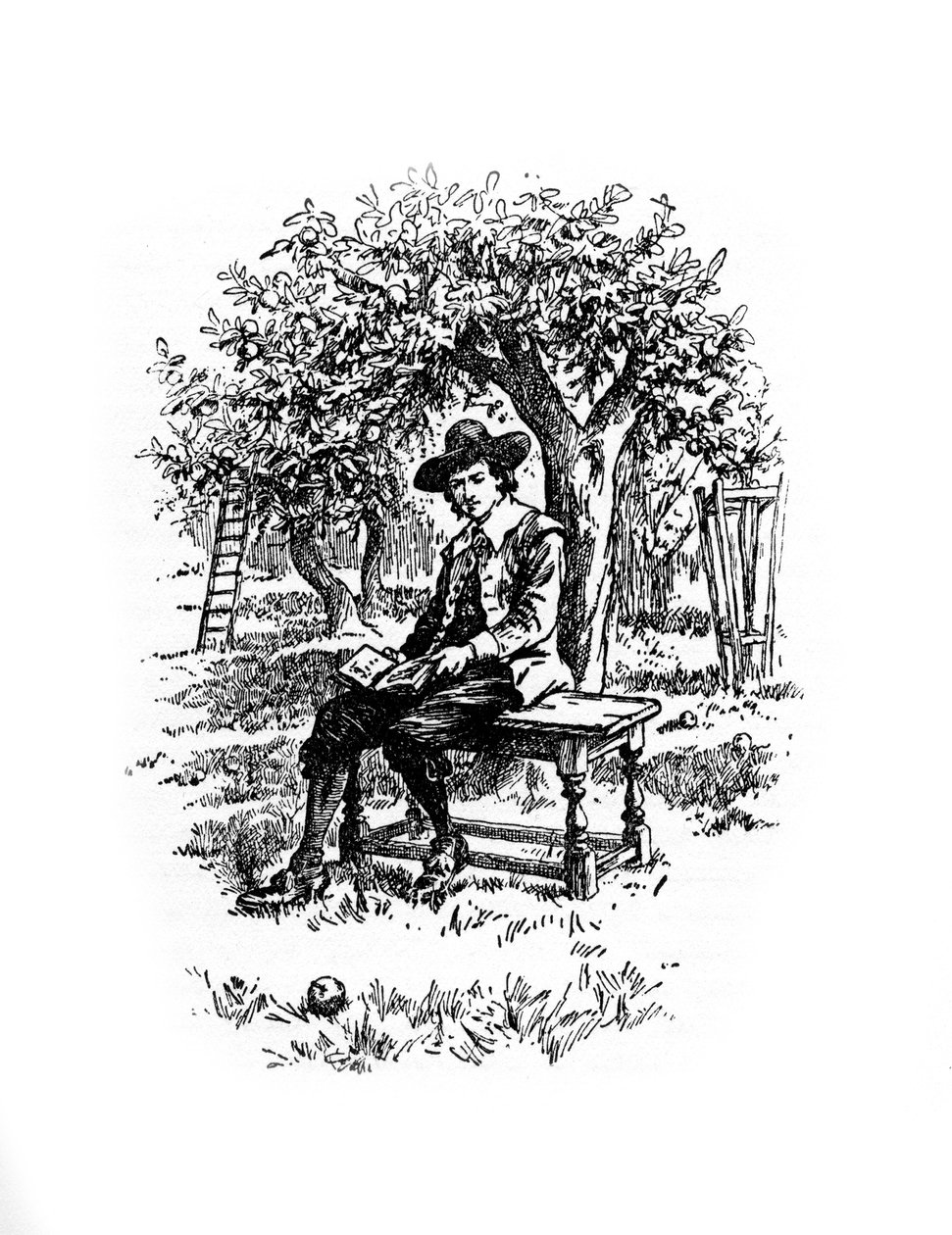 Sir Isaac Newton under epletreet, 1900-tallet av Unbekannt