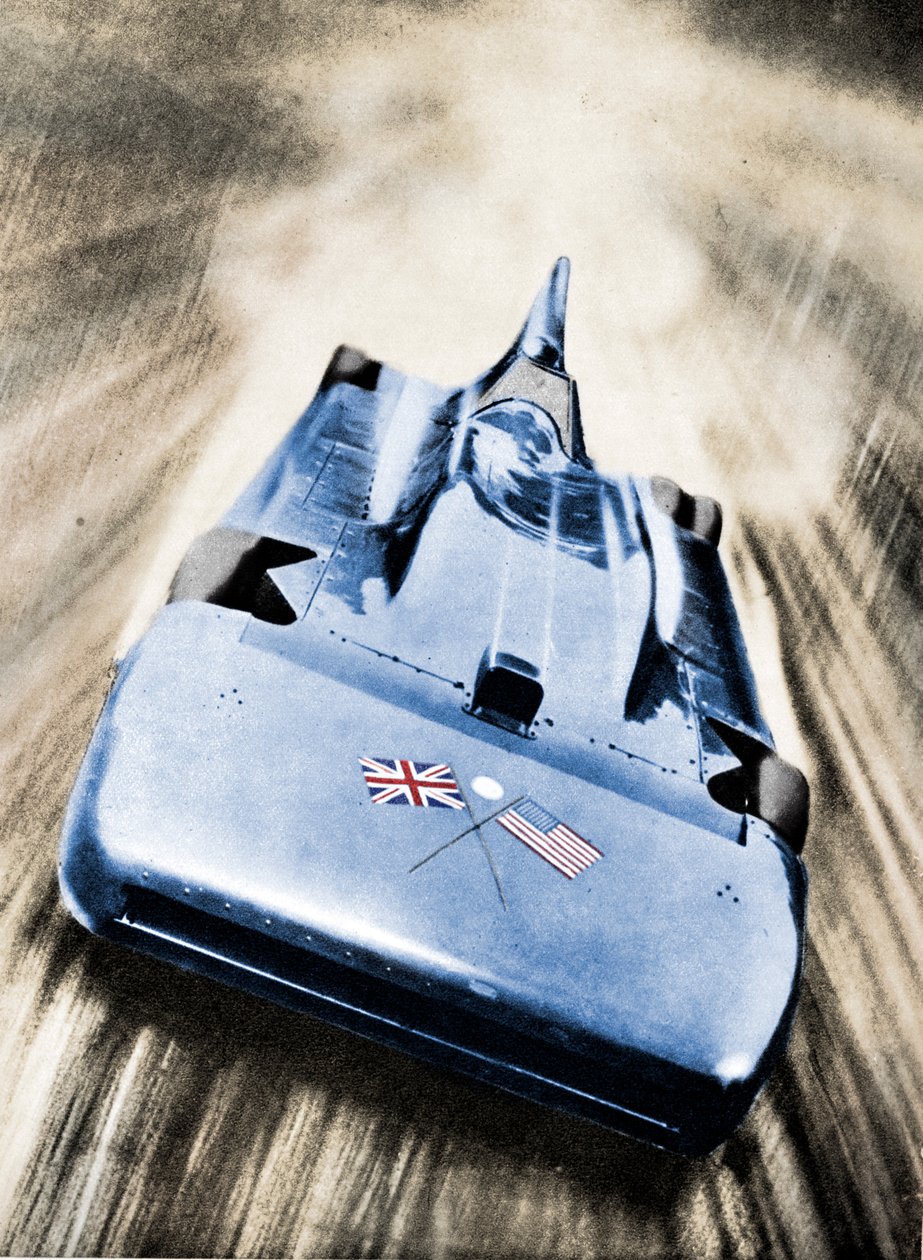 Sir Malcolm Campbell i høy hastighet i "Blue Bird", 1935 av Unbekannt
