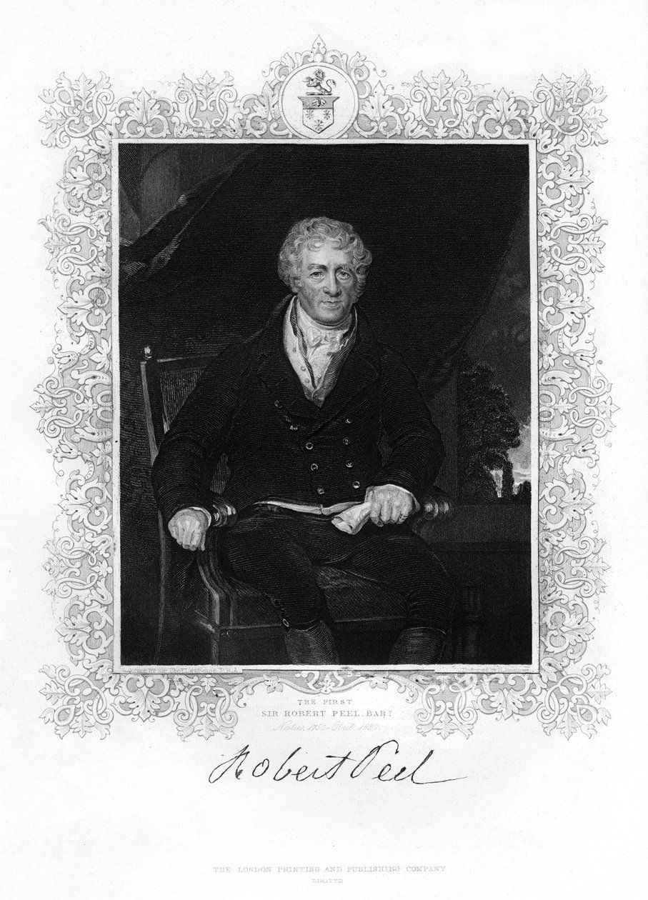 Sir Robert Peel , britisk industrimann, 1800-tallet av Unbekannt
