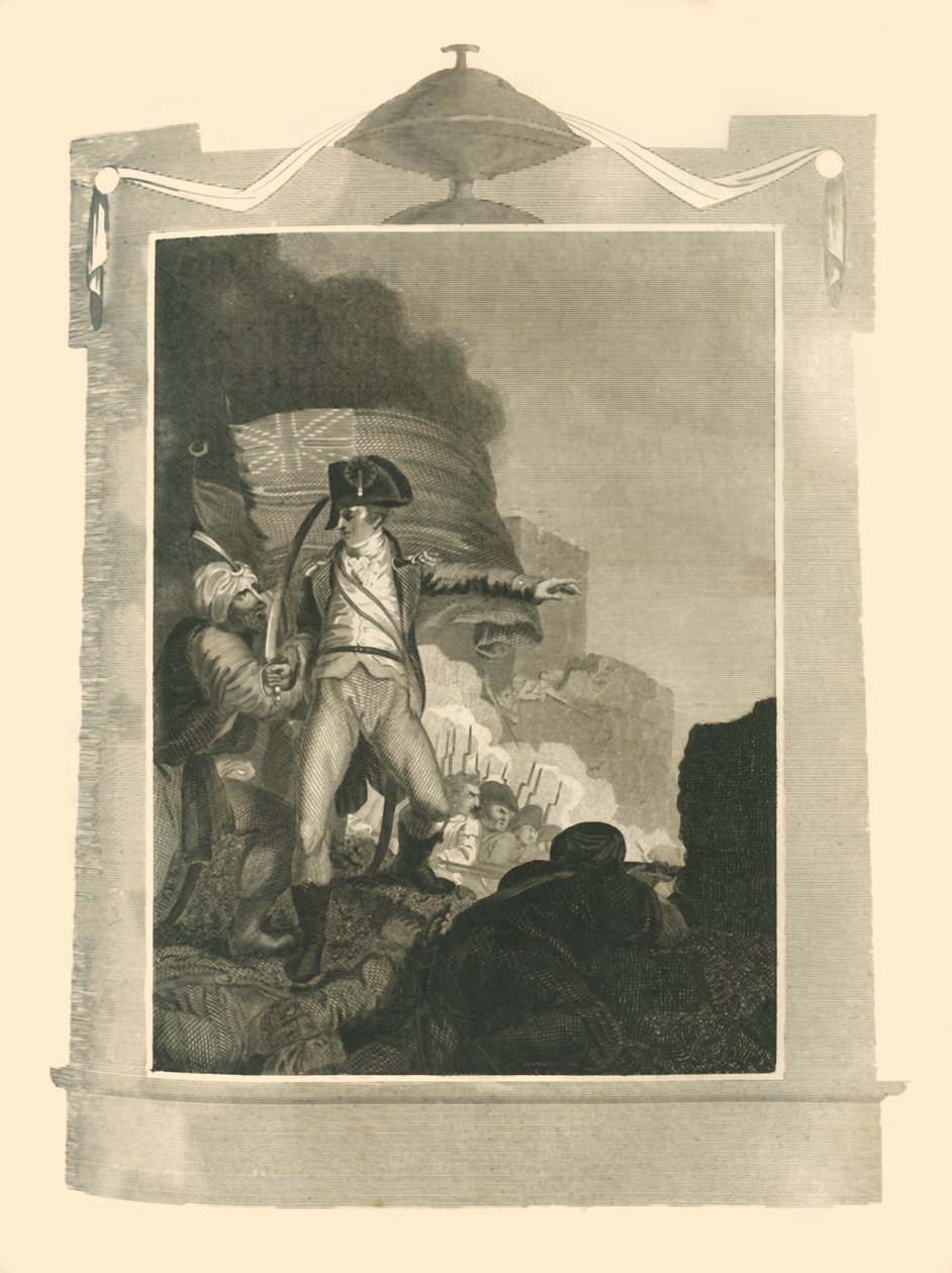 Sir Sidney Smith forsvarer bruddet ved Acre, 1799, 1816. av Unbekannt