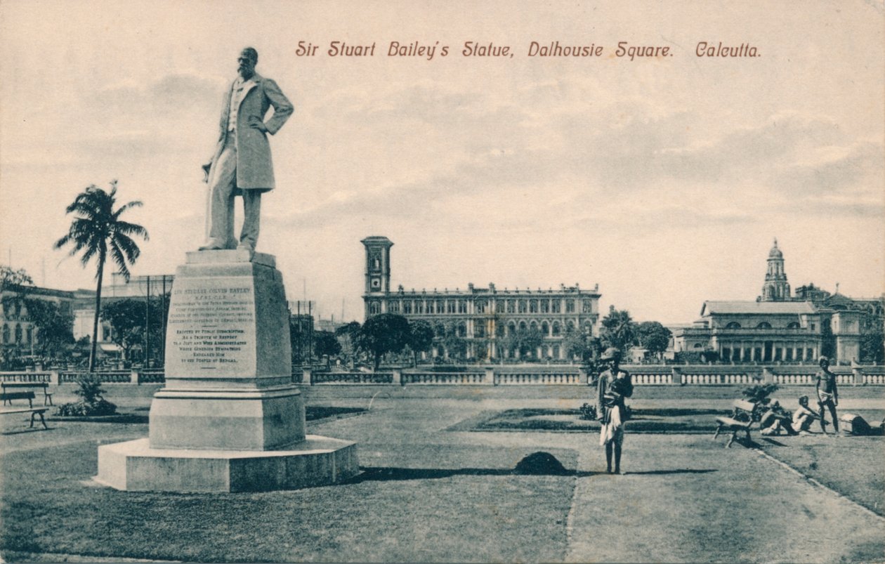Sir Stuart Steuart Baileys-statuen, Dalhousie Square, Calcutta, c1910 av Unbekannt