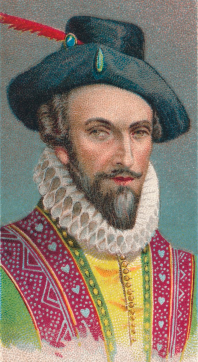 Sir Walter Raleigh , engelsk forfatter, poet, hoffmann, eventyrer og oppdagelsesreisende, 1924 av Unbekannt