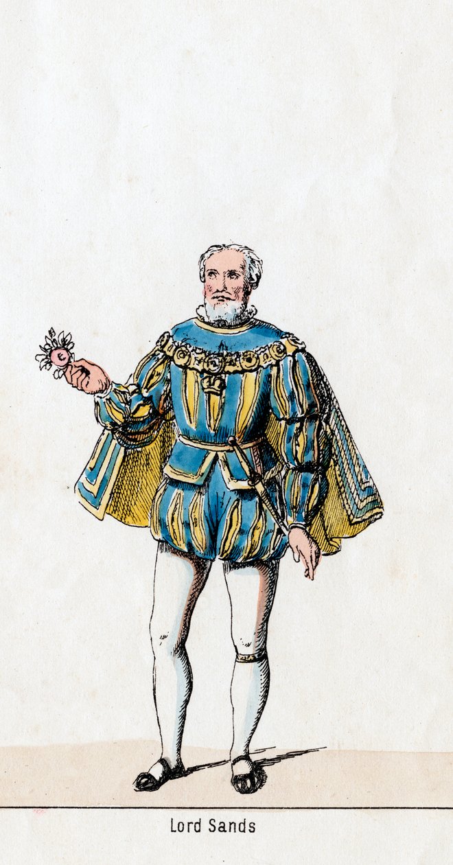Sir William Sands, kostymedesign for Shakespeares skuespill, Henry VIII, 1800-tallet av Unbekannt