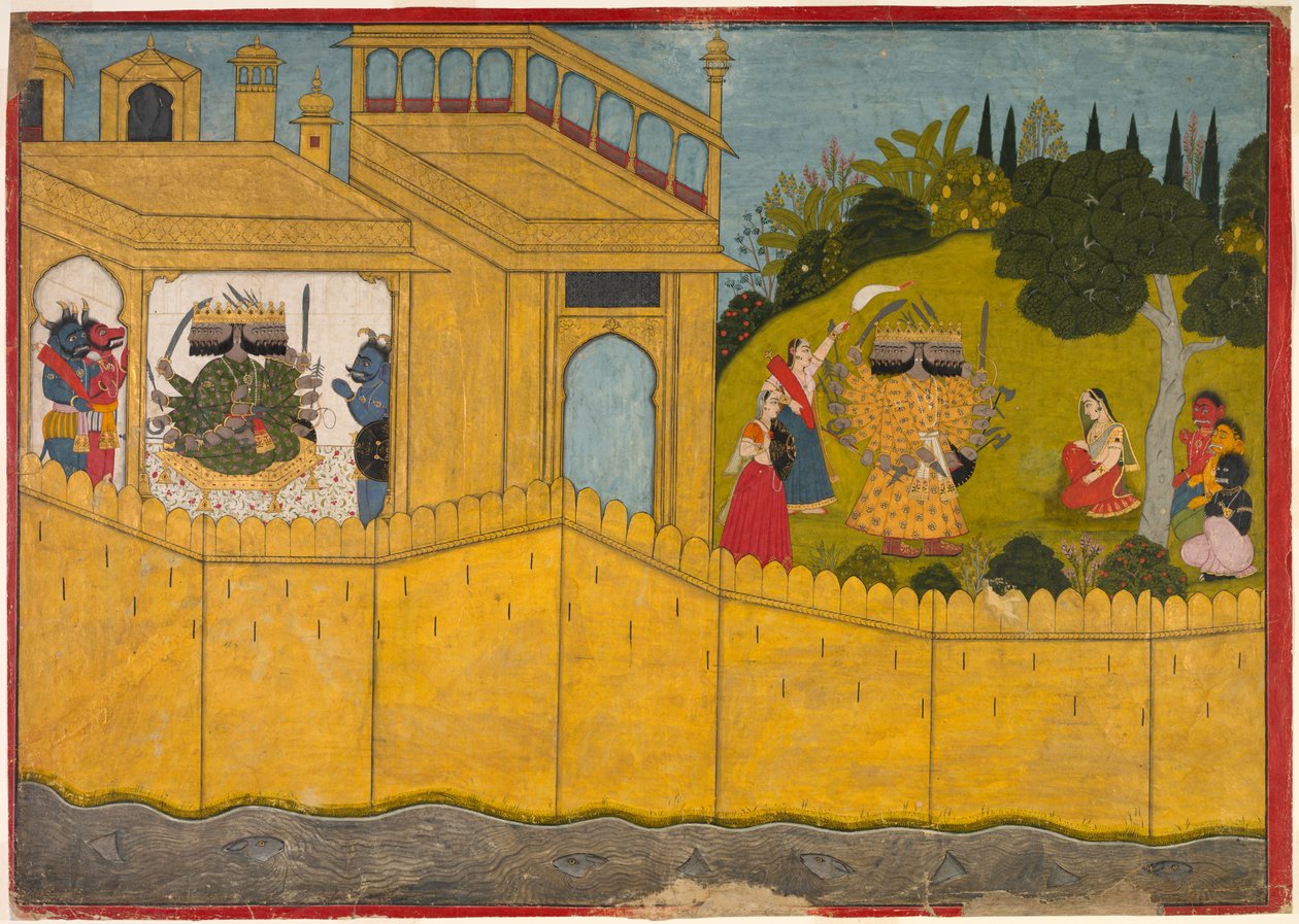 Sita i Lankas hage, fra Ramayana-eposet til Valmiki, ca. 1725. av Unbekannt