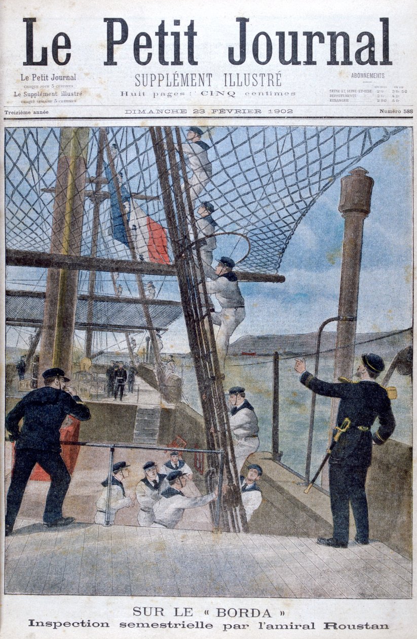 Seks månedlig inspeksjon av admiral Roustan om bord på Borda, 1902 av Unbekannt