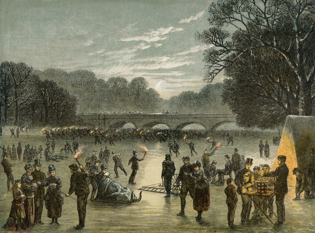 Skating on the Serpentine i Hyde Park, London, c1850 av Unbekannt