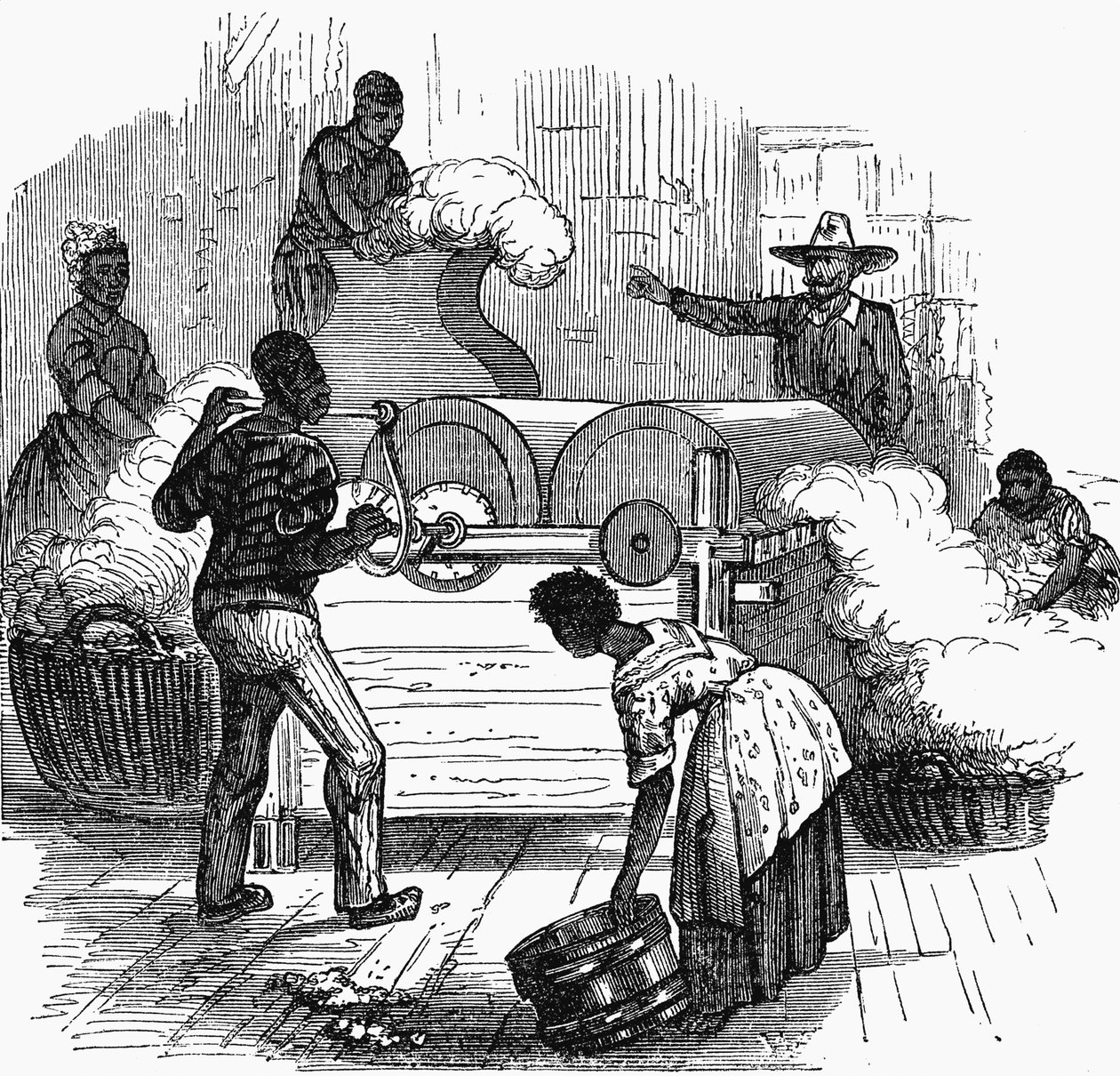 Slavearbeid på en bomullsplantasje i de sørlige delstatene i Amerika, 1860 av Unbekannt