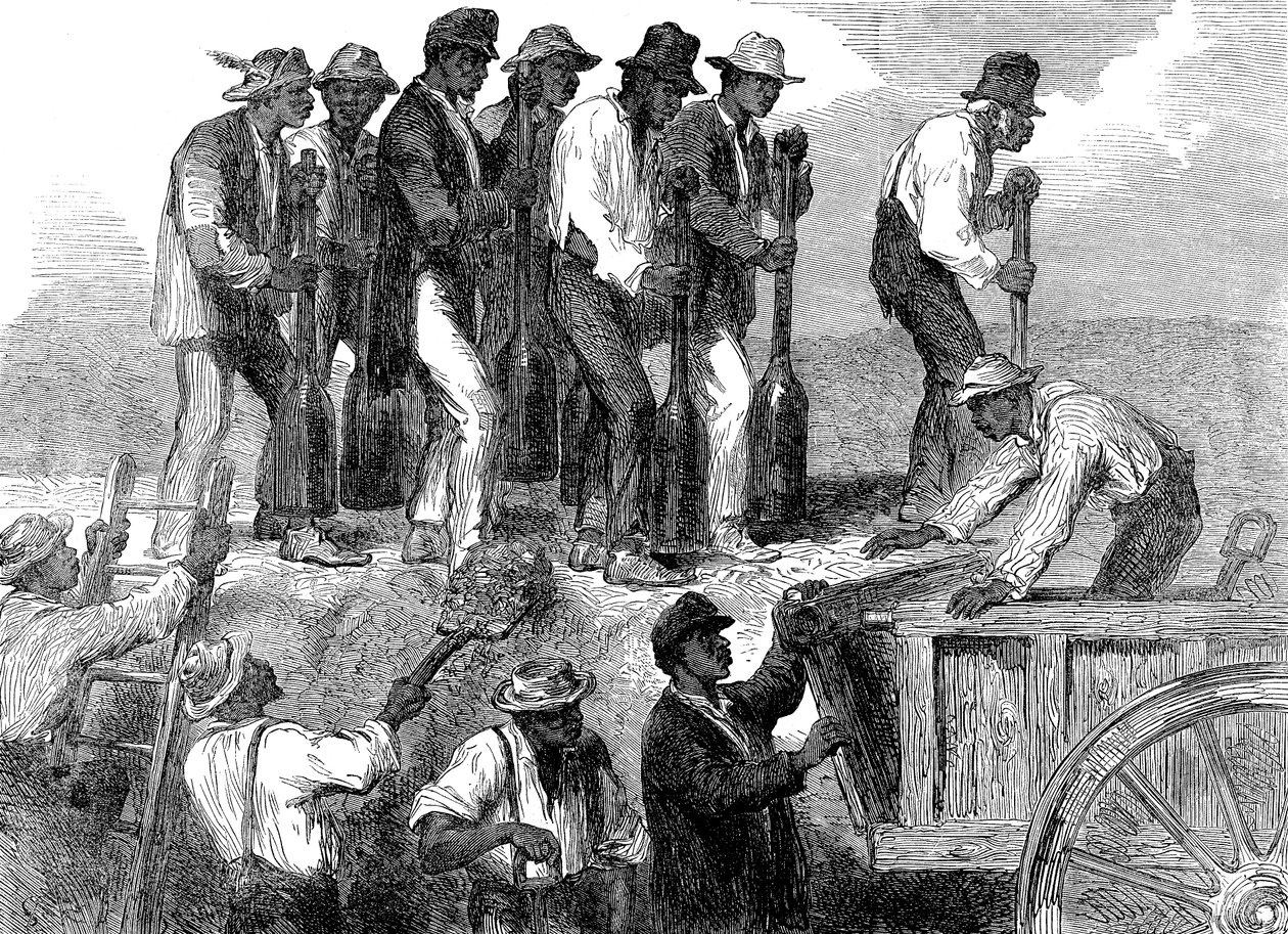 Slavearbeid som styrker festningsverkene til Savannah, Georgia, amerikansk borgerkrig, 1863 av Unbekannt