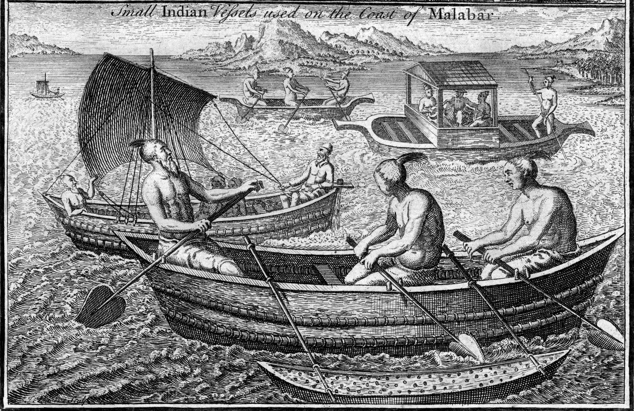 Lite fartøy brukt på kysten av Malabar Cochin, India, 1700-tallet av Unbekannt