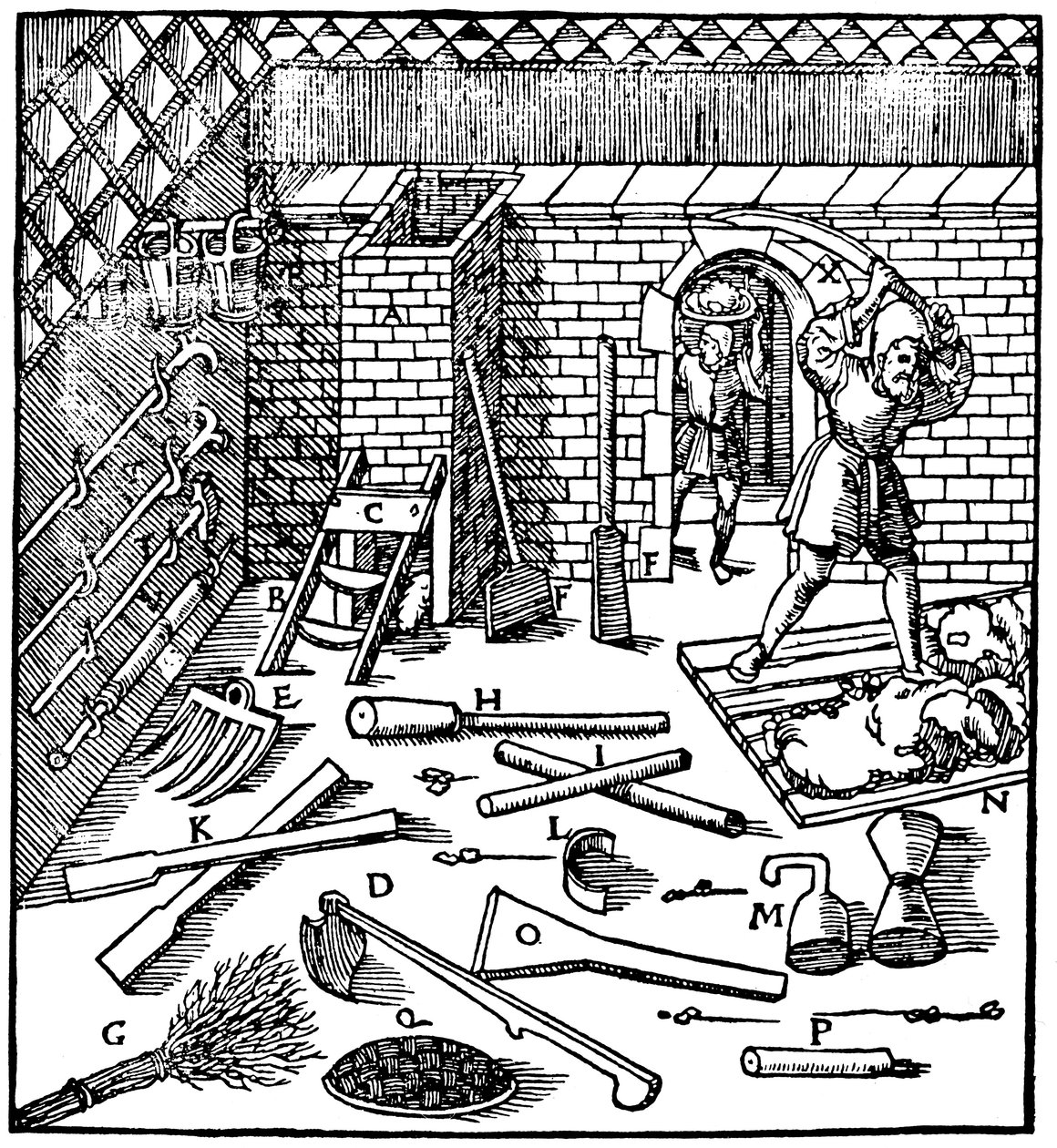 Smelting av malm gull, sølv, kobber og bly, 1556 av Unbekannt