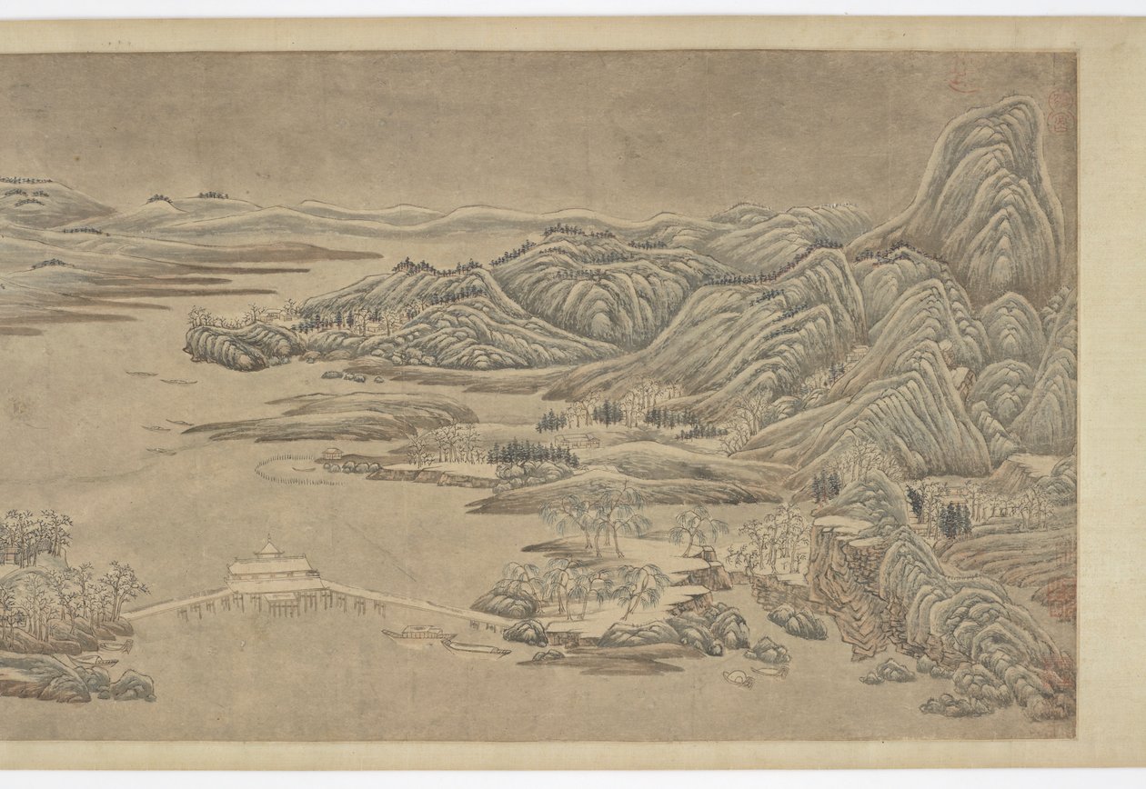 Snørydding på fjell og elver, etter Wang Wei, 1500-1600-tallet. av Unbekannt