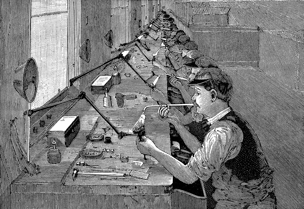 Lodding av sykkeldeler i en amerikansk fabrikk, c1900 av Unbekannt