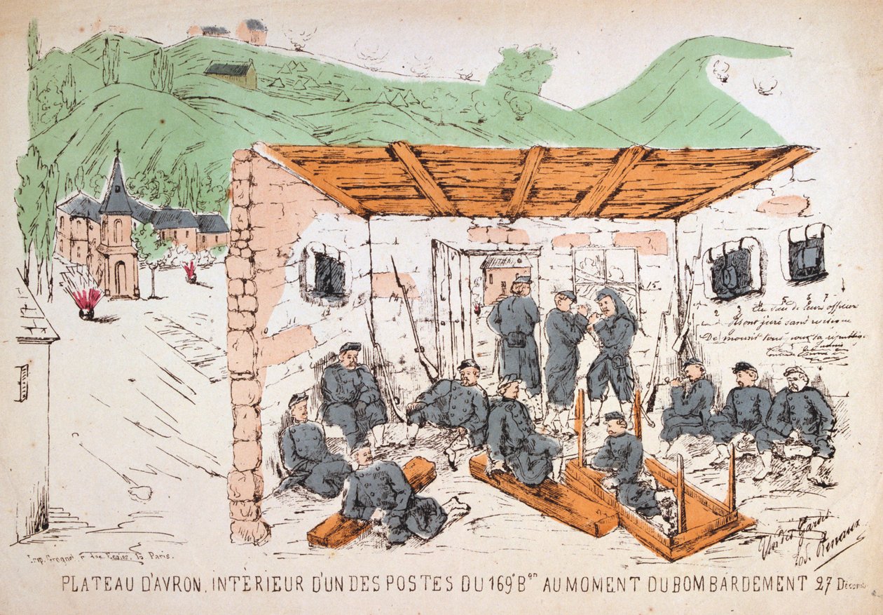 Soldater inne i en bygning under et bombardement, fransk-prøyssisk krig, desember 1870 av Unbekannt