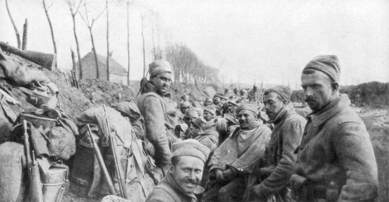 Soldater fra et fransk Zouave-regiment mellom Lizarne og Boesinghe, Belgia, 24. april 1915 av Unbekannt