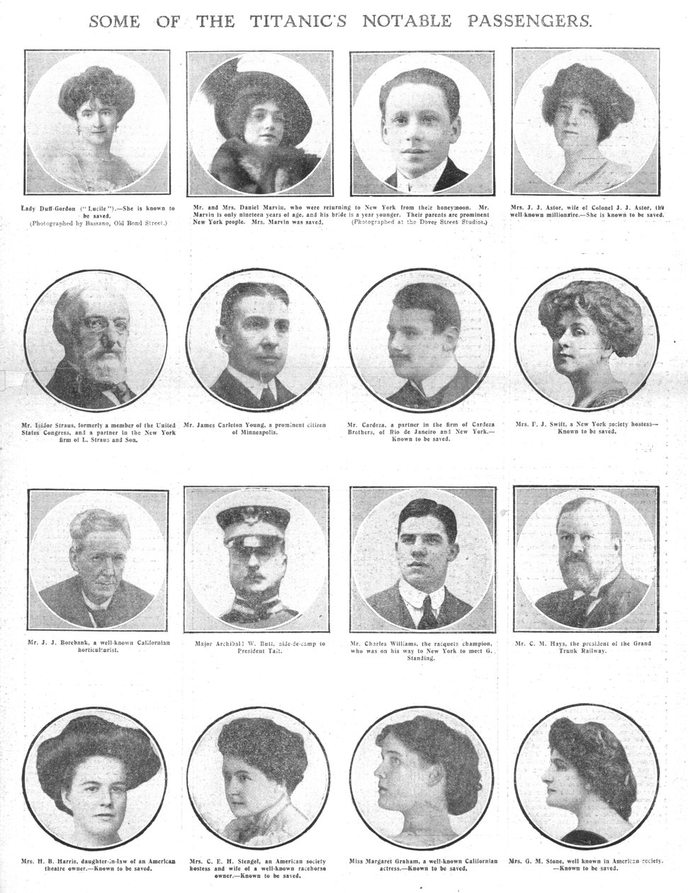 Noen av Titanic Notable Passengers, 20. april 1912. av Unbekannt