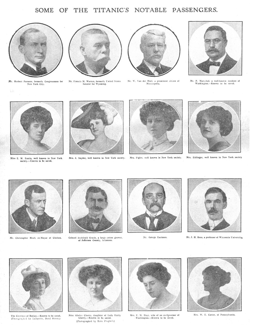 Noen av Titanics Notable Passengers, 20. april 1912. av Unbekannt