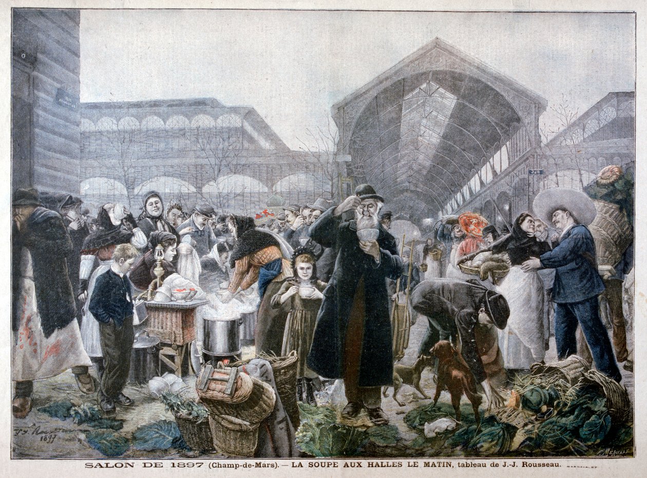Suppestativ på Les Halles-markedet om morgenen, 1897 av Unbekannt