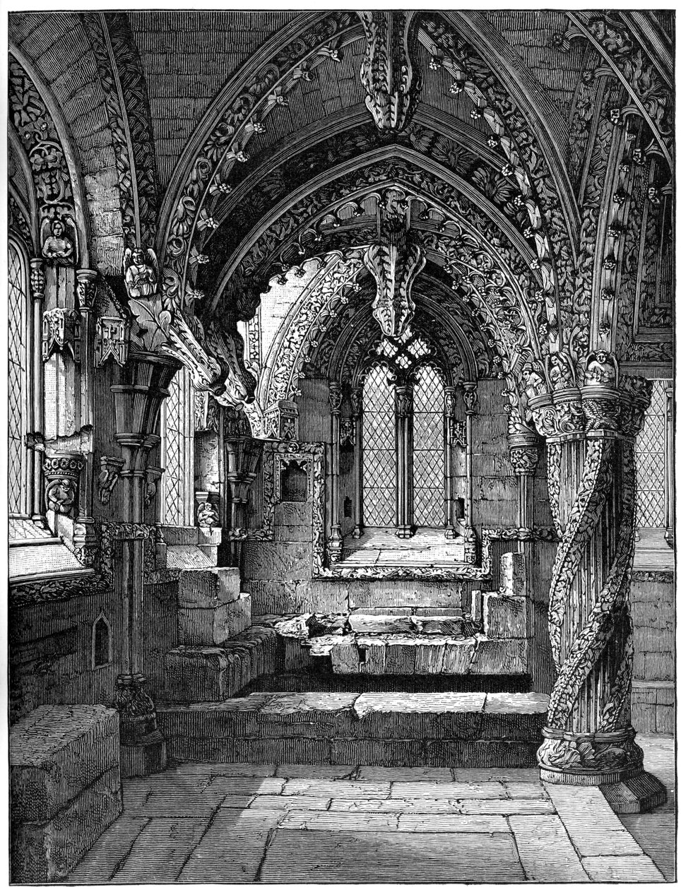 Sør-øst hjørne av Lady Chapel, Rosslyn Chapel, Skottland, 1893 av Unbekannt