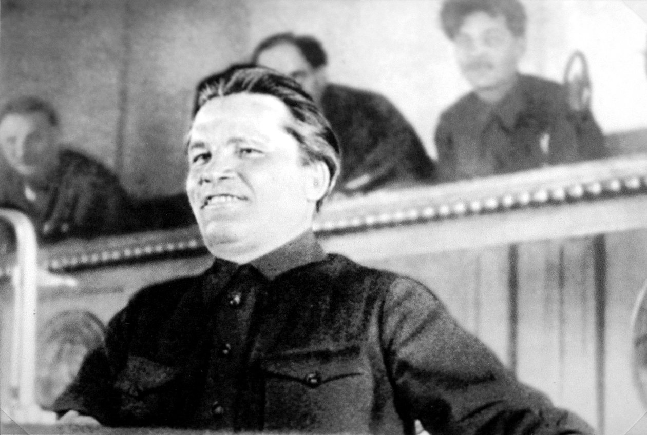 Den sovjetiske politikeren Sergei Kirov, kommunistpartiets 17. kongress, Moskva, USSR, 1934 av Unbekannt