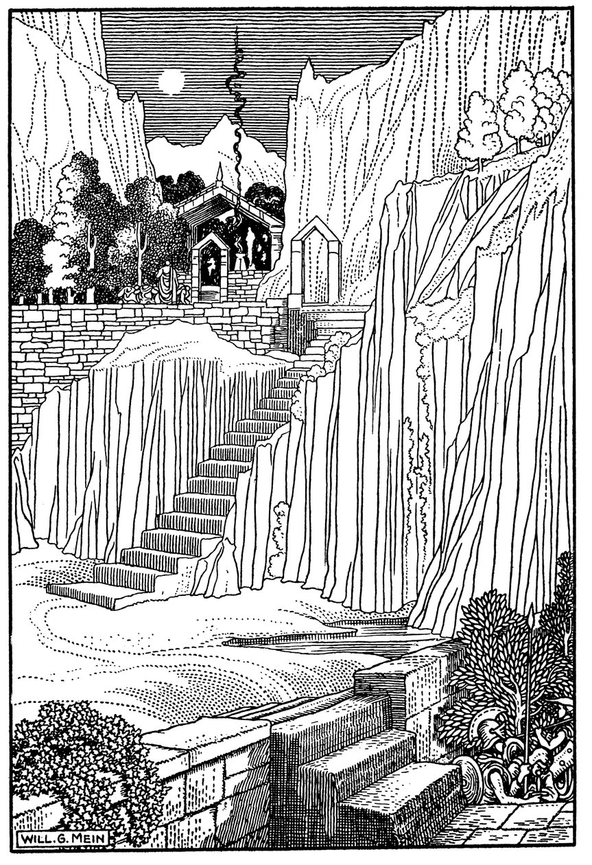 Spartanere spør oraklet i Delphi om de skulle føre krig mot Athen, c431 f.Kr. 1910 av Unbekannt