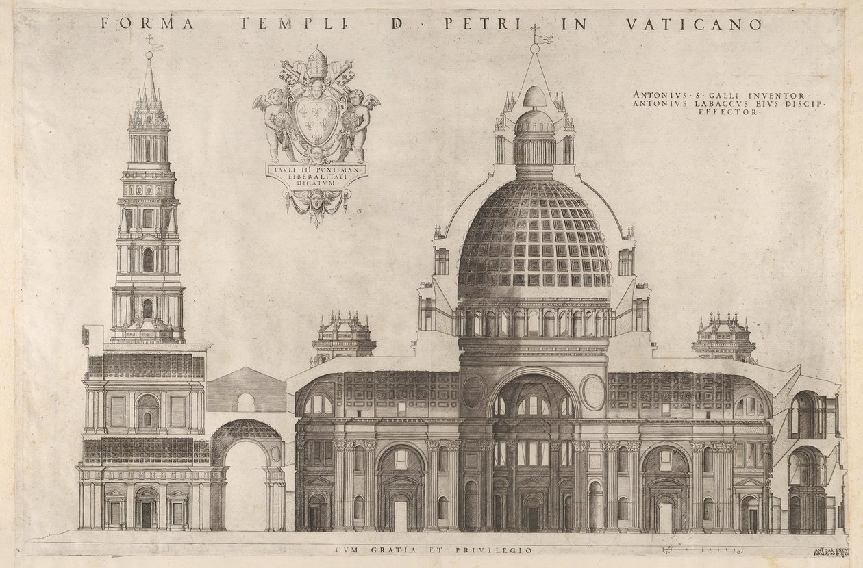 The Mirror of Roman Magnificence: Design for Basilica of St. Peter Peters i Vatikanet, 1514 av Unbekannt