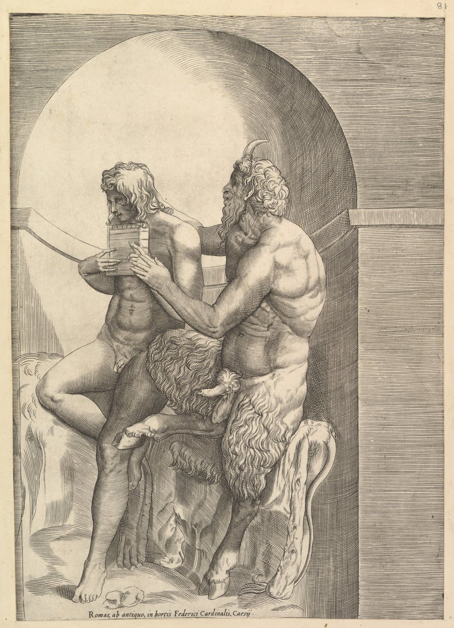 The Mirror of Roman Magnificence: Pan Teaching the Young Olympus to Play the Flute, ca. 1540-80. av Unbekannt
