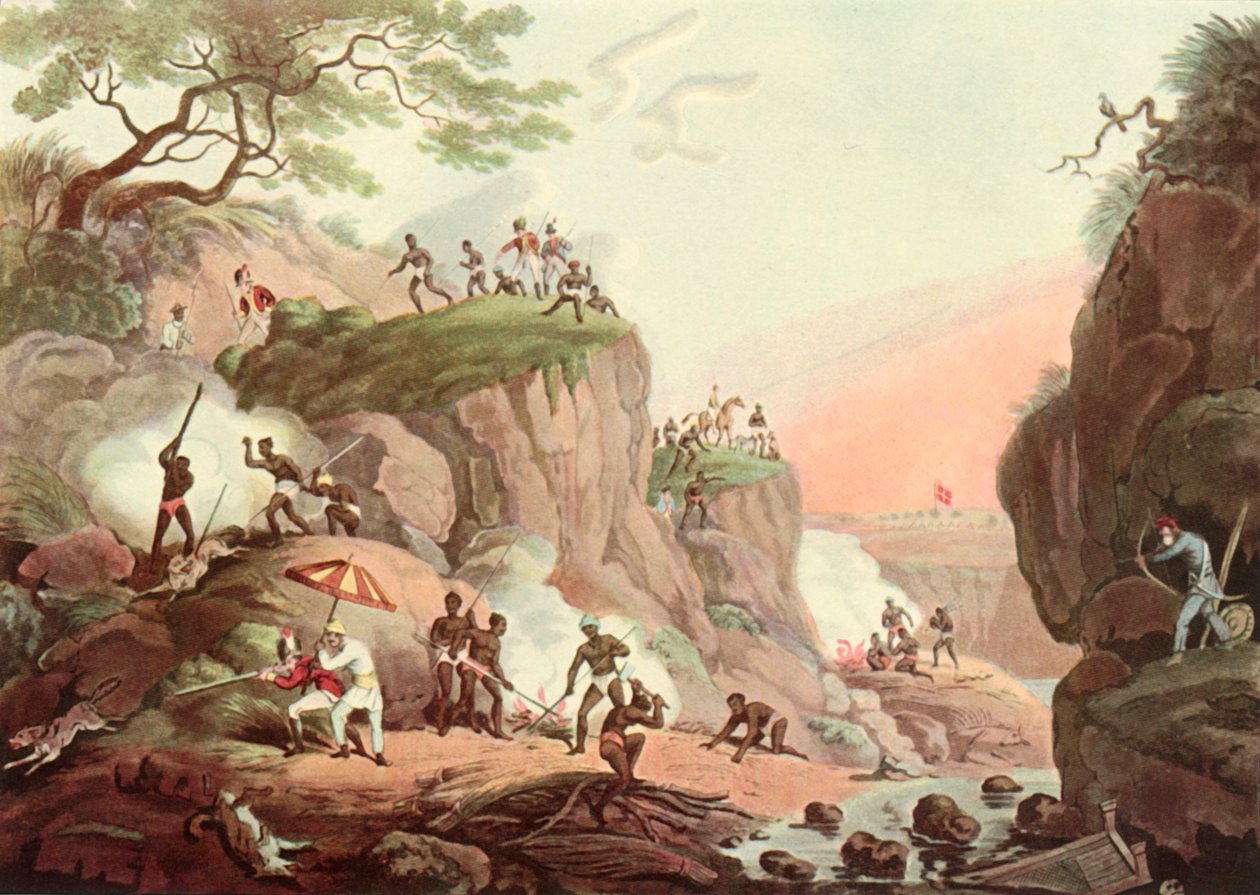 Sport in India - Smoking Wolves from their Earths, c1808, 1901. av Unbekannt