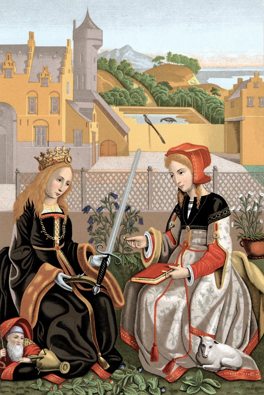 St Agnes og St Catherine av Unbekannt