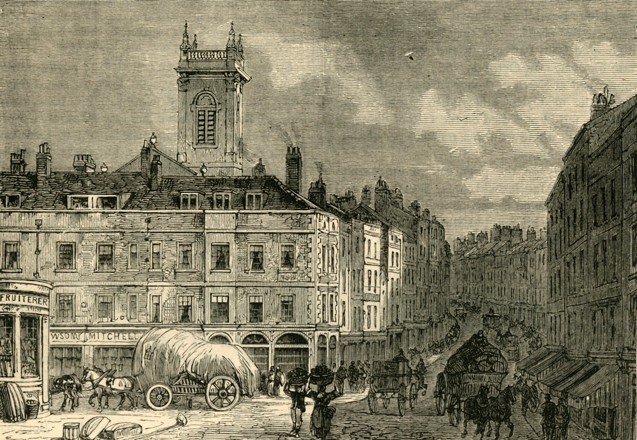 St. Andrews Church, fra Snow Hill, i 1850, c1872. av Unbekannt