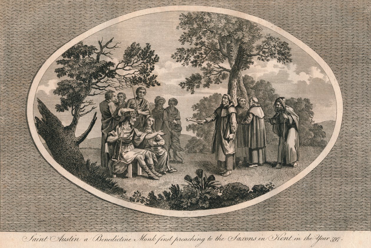St Augustine, en benediktinermunk, forkynte først for sakserne i Kent, 597 1793 av Unbekannt