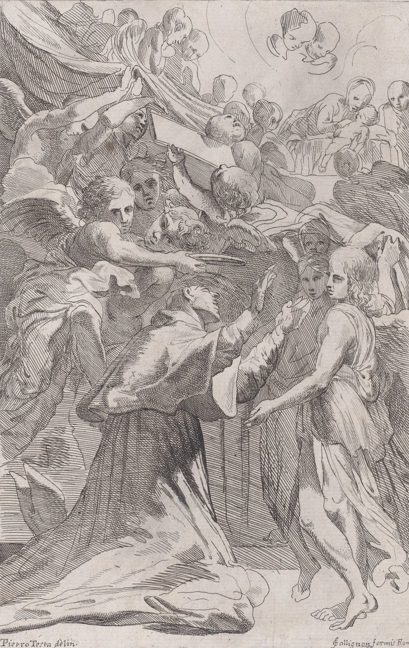 St. Carlo Borromeo omgitt av engler, 1650-70. av Unbekannt