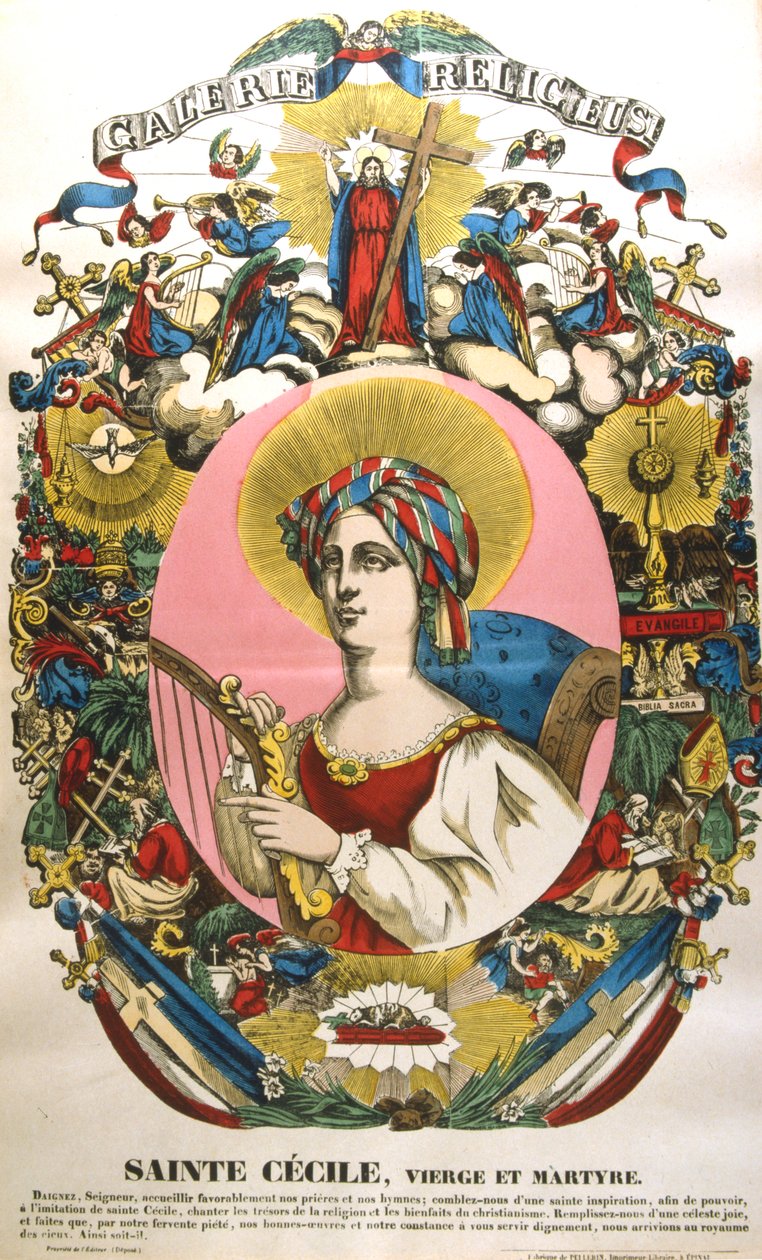 St Cecilia eller Cecile, legendarisk romersk martyr, 1800-tallet av Unbekannt