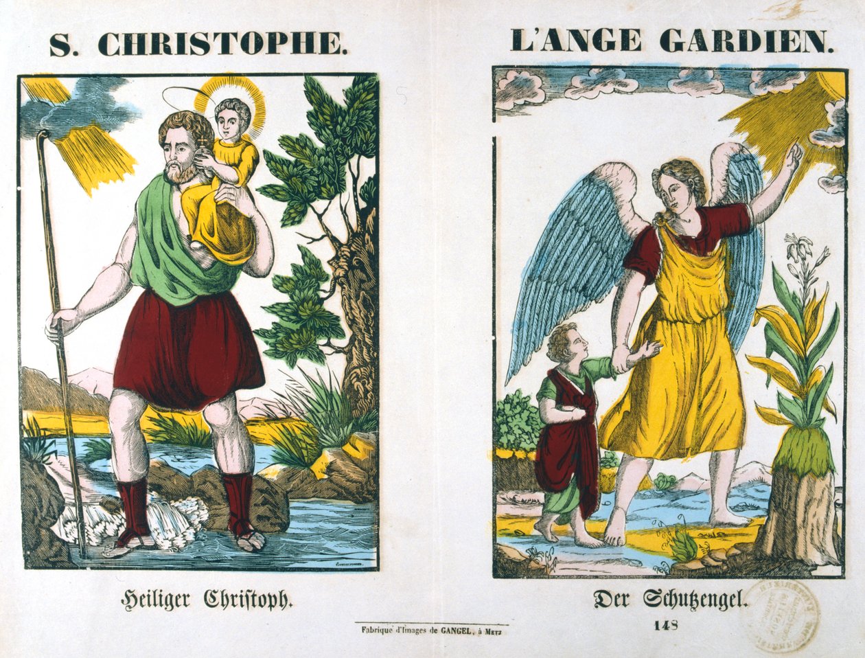 St Christopher and a Guardian Angel, 1800-tallet av Unbekannt